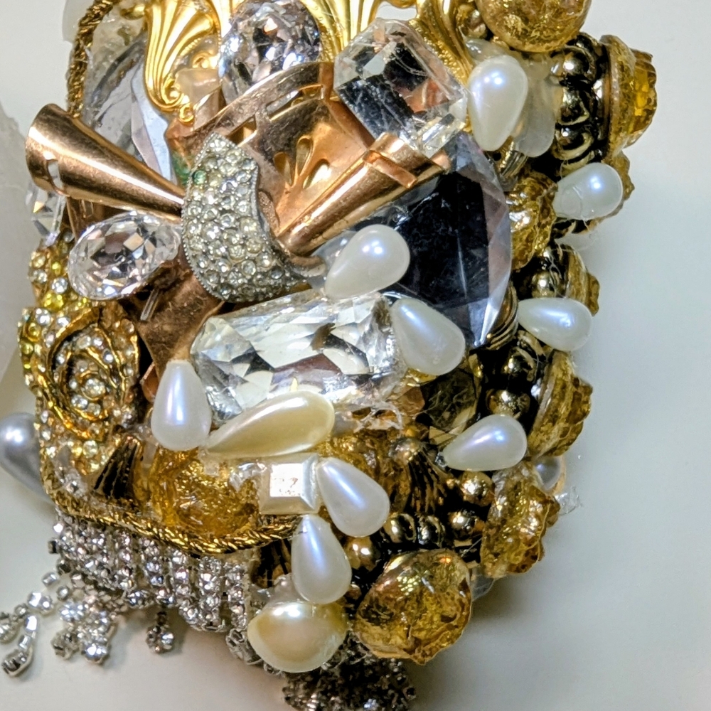 Wendy Gell Over The Top Gold Pearl And Crystal Wristy. Super Bling! - Picture 4 of 4